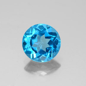 Topacio azul natural de 2,08 ct, corte redondo, VS-SI