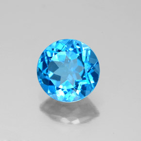 Topacio azul natural de 2,08 ct, corte redondo, VS-SI