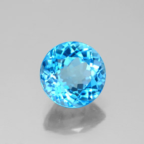 Topacio azul natural de 2,39 ct, corte redondo, VS