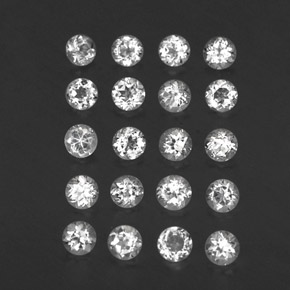 Gemas de topacio blanco natural de  ct, corte redondo, VVS-VS