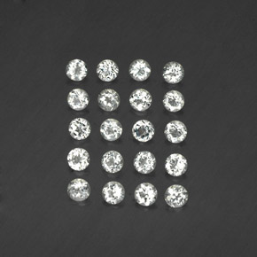 Gemas de topacio blanco natural de  ct, corte redondo, VVS-VS