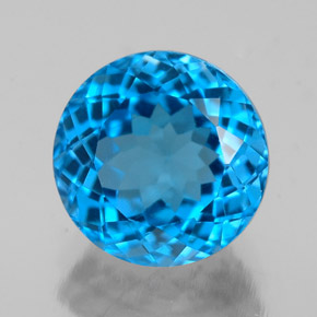 Topacio azul natural de 2,55 ct, corte redondo, VS