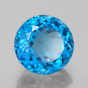 Topacio azul natural de 2,55 ct, corte redondo, VS