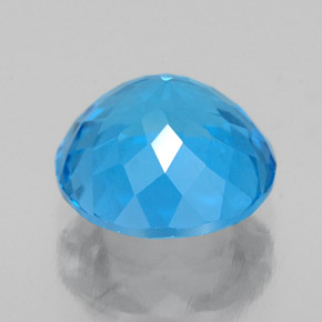 Topacio azul natural de 2,55 ct, corte redondo, VS