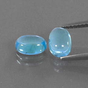 Gemas de topacio azul natural de  ct, corte óvalo, transparente
