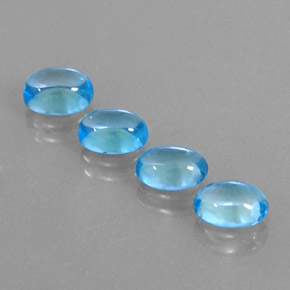 Gemas de topacio azul natural de  ct, corte óvalo, transparente