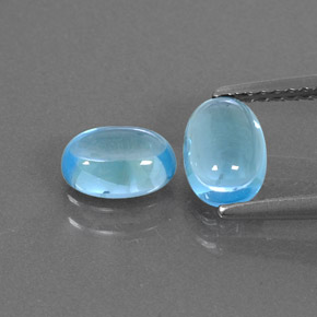 Gemas de topacio azul natural de  ct, corte óvalo, transparente