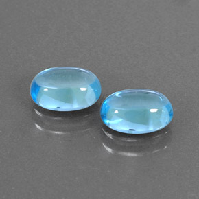 Gemas de topacio azul natural de  ct, corte óvalo, transparente
