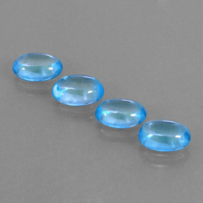 Gemas de topacio azul natural de  ct, corte óvalo, transparente