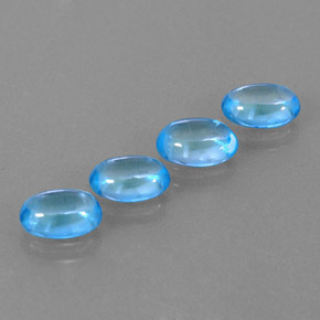 Gemas de topacio azul natural de  ct, corte óvalo, transparente