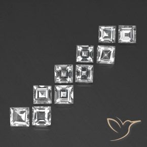 Gemas de Topacio Blanco natural de 7.97 ct, Cuadrado, VVS-VS