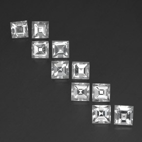Gemas de topacio blanco natural de 8,32 ct, cuadrado, VVS