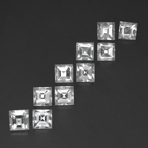 Gemas de topacio blanco natural de 8,32 ct, cuadrado, VVS