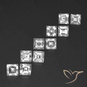 Gemas de Topacio Blanco natural de 8.32 ct, Cuadrado, VVS