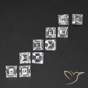 Gemas de Topacio Blanco natural de 7.68 ct, Cuadrado, VVS