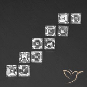 Gemas de Topacio Blanco natural de 8.26 ct, Cuadrado, VVS
