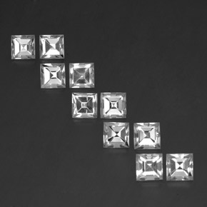 Gemas de topacio blanco natural de 8,36 ct, cuadrado, VVS