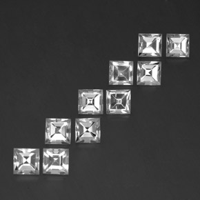 Gemas de topacio blanco natural de 8,36 ct, cuadrado, VVS