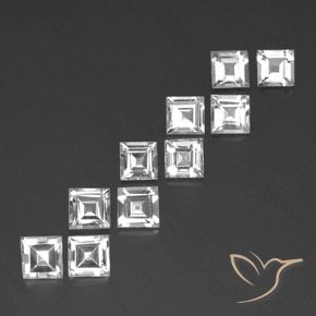 Gemas de Topacio Blanco natural de 7.45 ct, Cuadrado, VVS-VS