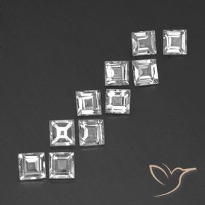 Gemas de Topacio Blanco natural de 7.40 ct, Cuadrado, VS