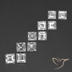 Gemas de Topacio Blanco natural de 7.28 ct, Cuadrado, VVS-VS