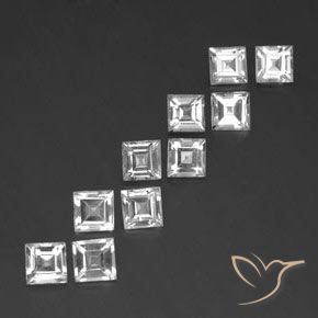 Gemas de Topacio Blanco natural de 7.70 ct, Cuadrado, VVS-VS