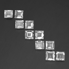 Gemas de topacio blanco natural de 7,41 ct, cuadrado, VVS-VS