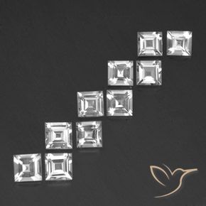 Gemas de Topacio Blanco natural de 7.63 ct, Cuadrado, VVS-VS