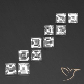 Gemas de Topacio Blanco natural de 7.73 ct, Cuadrado, VVS