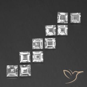 Gemas de Topacio Blanco natural de 7.74 ct, Cuadrado, VVS-VS