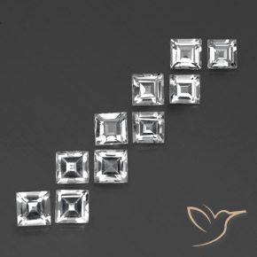 Gemas de Topacio Blanco claro natural de 7.62 ct, Cuadrado, VVS-VS