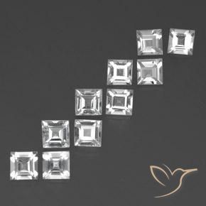 Gemas de Topacio Blanco claro natural de 8.46 ct, Cuadrado, VVS-VS
