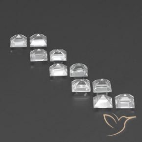 Gemas de Topacio Blanco claro natural de 8.46 ct, Cuadrado, VVS-VS