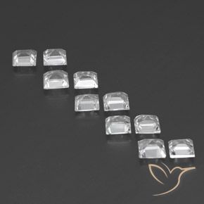 Gemas de Topacio Blanco claro natural de 7.59 ct, Cuadrado, VVS