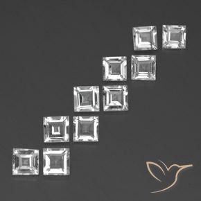 Gemas de Topacio Blanco claro natural de 7.45 ct, Cuadrado, VVS-VS