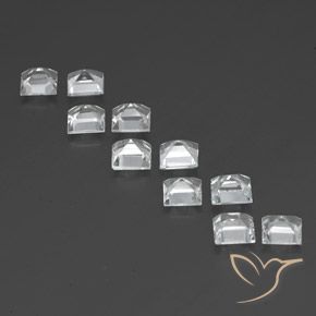 Gemas de Topacio Blanco claro natural de 8.05 ct, Cuadrado, VVS-VS