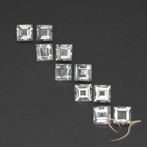 Gemas de Topacio Blanco cálido natural de 4.17 ct, Cuadrado, VVS-VS