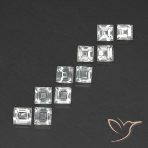Gemas de Topacio Blanco cálido natural de 4.41 ct, Cuadrado, VVS-VS