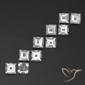 Gemas de Topacio Blanco natural de 3.81 ct, Cuadrado, VVS-VS