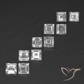 Gemas de Topacio Blanco claro natural de 4.21 ct, Cuadrado, VS