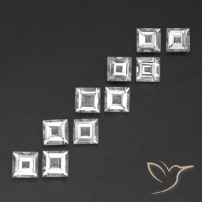 Gemas de Topacio Blanco claro natural de 3.78 ct, Cuadrado, VVS-VS