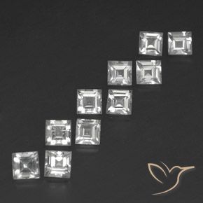 Gemas de Topacio Blanco claro natural de 4.67 ct, Cuadrado, VS