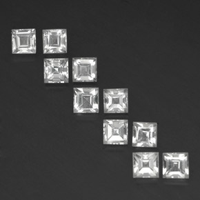 Gemas de topacio blanco natural de 5,06 ct, cuadrado, VS
