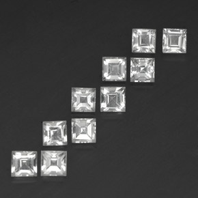 Gemas de topacio blanco natural de 5,06 ct, cuadrado, VS