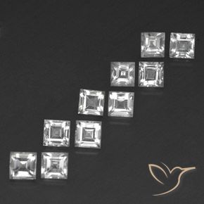 Gemas de Topacio Blanco claro natural de 5.19 ct, Cuadrado, VS