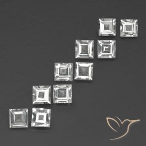 Gemas de Topacio Blanco claro natural de 4.12 ct, Cuadrado, VVS-VS