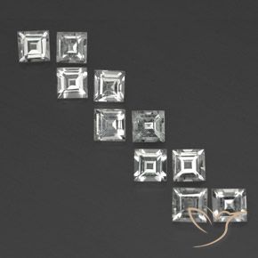 Gemas de topacio blanco natural de 4,09 ct, cuadrado, VVS-VS