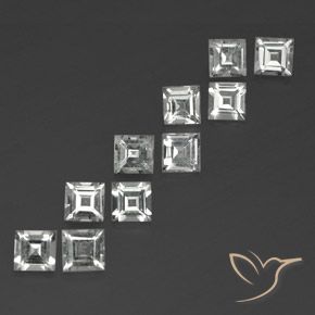 Gemas de topacio blanco natural de 4,09 ct, cuadrado, VVS-VS