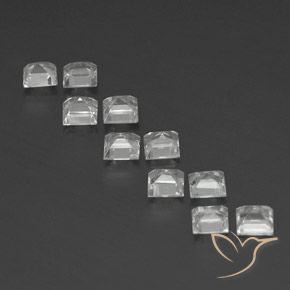 Gemas de Topacio Blanco claro natural de 4.17 ct, Cuadrado, VVS-VS