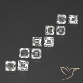 Gemas de Topacio Blanco claro natural de 4.22 ct, Cuadrado, VVS-VS